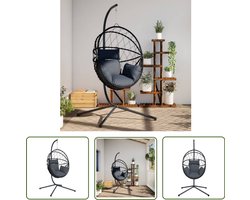 vidaXL Wicker Hangstoel - Hangstoel - Hangstoel met standaard rattan en staal antracietkleurig - Rattan Hangstoel - Outdoor Hangstoel - Tuinhangstoel