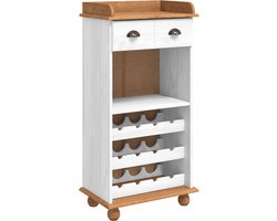vidaXL - Wijnkast - ASKIM - Wit - met - Honing - Top - 57 - x - 37 - x - 114 - cm