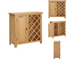 vidaXL Wijnkast - Wijnkasten - Houten Wijnkast - Houten Wijnkasten - Wijnkast voor 11 flessen 80x32x80 cm massief eikenhout