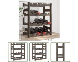 vidaXL Wijnkast - Wijnrrek - Wijnrek voor 16 flessen massief grenenhout grijs - Grenenhouten Wijnrek - Vintage Wijnrek - Decoratief Wijnrek