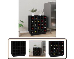 vidaXL Wijnkast - Zwart - Massief Grenenhout - 55,5x34x61 cm Wijnenkist - Wijnopbergers - Houtmeubilair - Grenenhouten MeubilAIR - Vintage Wijnkast