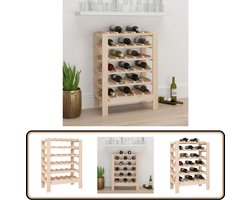 vidaXL Wijnrek 61,5x30x82 cm massief grenenhout Wijnbouw - Wijnkast - Wijnopslag - Houten Wijnrek - Vintage Wijnrek