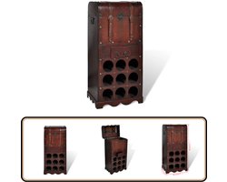 vidaXL Wijnrek - Hout - Opslag voor 9 Flessen Houten Wijnrek - Wijnkast - Wijnopslag - Wijnaccessoires - Vintage Wijnrek