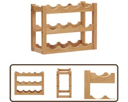 vidaXL Wijnrek - Massief Eikenhout - Voor 12 Flessen Wijnrek - Wijnkast - Eikenhouten Wijnrek - Vintage Wijnrek - Rustic Wijnrek