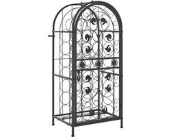vidaXL - Wijnrek - voor - 33 - flessen - 45x36x100 - cm - smeedijzer - zwart
