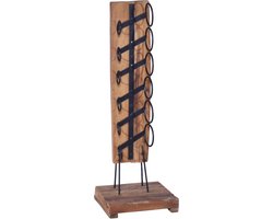 vidaXL - Wijnrek - voor - 6 - flessen - 35x35x100 - cm - massief - teakhout