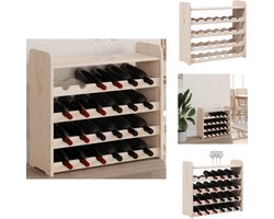 vidaXL Wijnrek - Wijnrekken - Wijnkast - Wijnhouder - Wijnrek met bovenblad 67,5x25x60 cm massief grenenhout