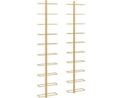 vidaXL - Wijnrekken - 2 - st - voor - 10 - flessen - wandmontage - metaal - goudkleurig