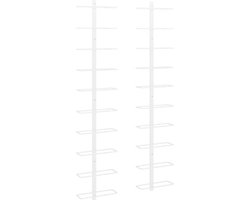 vidaXL - Wijnrekken - 2 - st - voor - 10 - flessen - wandmontage - metaal - wit