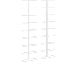 vidaXL - Wijnrekken - 2 - st - wandmontage - voor - 9 - flessen - ijzer - wit
