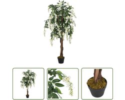 vidaXL Wisteria - Kunstplant - Kunstboom wisteria 560 bladeren 80 cm groen en wit - Kunstboom - Indoor Plant - Kamerplant