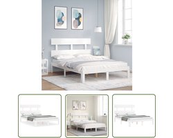 vidaXL Wit Bed Frame - Massief Hout Bed Frame - Bedframe zonder matras massief grenenhout wit 120x200 cm - Tweepersoons Bed Frame - Bed Met Hoofdbord - Grenenhout Bed