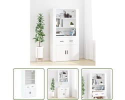 vidaXL Wit Kast - Hoge Kast - Hoge kast bewerkt hout wit - Houten Kast - Dressoir - Opzetkast