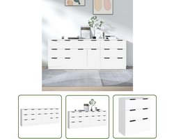 vidaXL Witte Dressoirs - Dressoirs - 3-delige Dressoirs bewerkt hout wit - Houten Dressoirs - Opbergkast - Salontafel