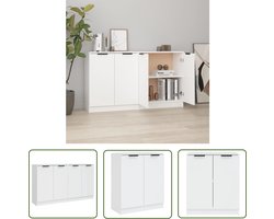 vidaXL Witte Dressoirs - Dressoirs - Dressoirs 2 st 60x30x70 cm bewerkt hout wit - Houten Dressoirs - Salontafel - Tv Tafel