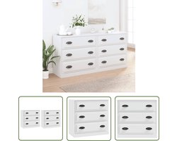 vidaXL Witte Dressoirs - Dressoirs - Dressoirs 2 st bewerkt hout wit - Houten Dressoirs - Vintage Dressoirs - Salontafel