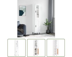 vidaXL Witte Kast - Hoge Kast - Hoge kast 34,5x34x180 cm bewerkt hout wit - Houten Kast - Opslagoplossing - Livingroom Furniture