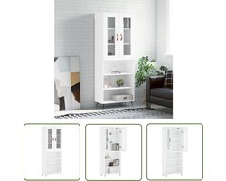 vidaXL Witte Kast - Hoge Kast - Hoge kast 69,5x34x180 cm bewerkt hout wit - Houten Kast - Opslagoplossing - Livingroom Furniture