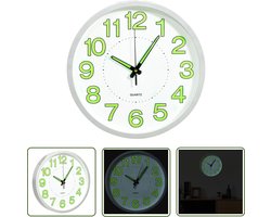 vidaXL Witte Klok - Wandklok - Wandklok lichtgevend 30 cm wit - Digitale Klok - Keuken Klok - Slaapkamer Klok