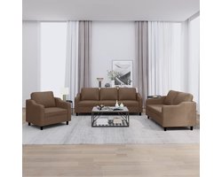 vidaXL Woonkamer Meubels - Loungeset - 4-delige Loungeset met kussens stof bruin - Hoekbank - Stoffen Bank - Lounge Suite