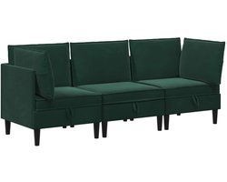 vidaXL - Woonkamer - Meubelset - 3 - st - Donkergroen - Fluweel