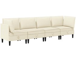 vidaXL - Woonkamer - Meubelset - 4 - pcs - Crèmekleurig - Stof