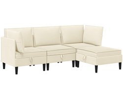 vidaXL - Woonkamer - Meubelset - 4 - st - Crèmekleurig - Stof