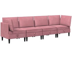 vidaXL - Woonkamer - Meubelset - 4 - st - Roze - Fluweel