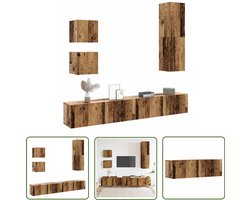 vidaXL Woonkamer Meubilair - Tv Kast - 5-delig Tv-meubelset wandmontage bewerkt hout oud houtkleurig - Houten Tv Stand - Vintage Tv Unit - Media Kast