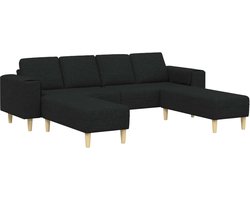 vidaXL - Woonkamerbank - 3 - pcs - Zwart - Polyester