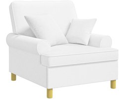 vidaXL - XL - fauteuil - met - kussens - Wit - Stof