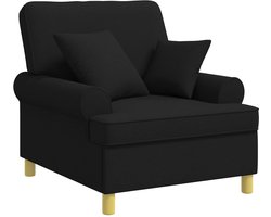 vidaXL - XL - fauteuil - met - kussens - Zwart - Stof