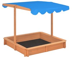 vidaXL Zandbak - Zandbakken - Houten Zandbak - Houten Zandbakken - Zandbak met verstelbaar dak 115x115x115 cm vurenhout