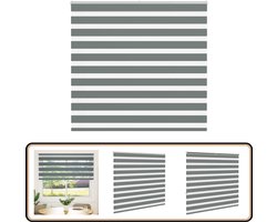 vidaXL Zebra rolgordijn - 155x150 cm - Donkergrijs Zebra Gordijnen - Rolgordijn - Donkere Gordijnen - Kamer Decoratie - Woon Accessoires