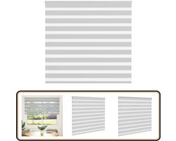 vidaXL Zebra rolgordijn - 155x150 cm - lichtgrijs Zebra Gordijnen - Rolgordijnen - Licht Grijs - Raam Decoratie - Privacy Gordijnen