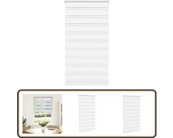 vidaXL Zebra Rolgordijn - 90x100 cm - Wit - Aluminium Rail Zebra Gordijn - Rolgordijn - Privacy Screen - Lichtregelaar - Decoratief Gordijn