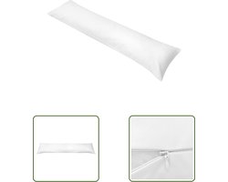 vidaXL Zijslaapkussen - Zijde Slapen - Zijslaapkussen 40x145 cm wit - Hoofdkussen - Microfiber Kussen - Katoenkussen