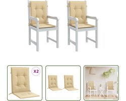 vidaXL Zitcushions - Stoelkussens - Stoelkussens 2 st lage rug 100x50x4 cm stof gemêleerd beige - Lounge Cushions - Outdoor Furniture - Tuinkussens