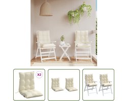vidaXL Zitcushions - Stoelkussens - Stoelkussens 2 st lage rug oxford stof crèmekleurig - Lounge Cushions - Outdoor Furniture - Tuinkussens