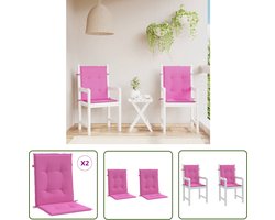 vidaXL Zitcushions - Stoelkussens - Stoelkussens 2 st lage rug stof roze - Lounge Cushions - Outdoor Furniture - Tuinkussens
