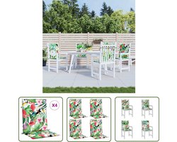 vidaXL Zitcushions - Stoelkussens - Stoelkussens 4 st lage rug stof meerkleurig - Outdoor Cushions - Tuinkussens - Balkon Kussens