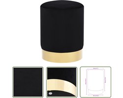 vidaXL Zitkruk - Kruisstoel - Kruk fluweel 28 x 36 cm zwart en goudkleurig - Velvet Stoel - Zwarte Kruk - Gouden Kruk