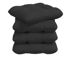 vidaXL - Zitkussens - 4 - pcs - Zwart - 45 - x - 45 - cm - Microvezel - Stof