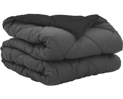 vidaXL - Zomer - Deken - 220 - x - 135 - cm - Zomer - 200 - gsm - Zwart - en - Anthraciet