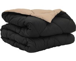 vidaXL - Zomer - Deken - 220 - x - 140 - cm - Zomer - 200 - gsm - Zwart - en - Taupe