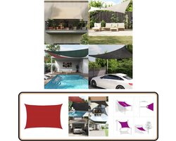 vidaXL Zonnezeil - 160 g/m² - 3x4 m - Rood - HDPE Zonnezeil - Schaduwdoek - Zonscherm - Buitenleven - Tuinaccessoires