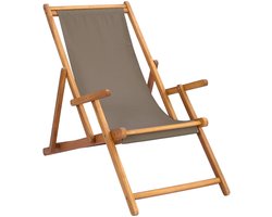 vidaXL - Zonstoel - Taupe - Massief - Teakhout