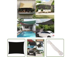 vidaXL Zonwering - Zonne Scherm - Zonnescherm rechthoekig 2,5x3,5 m oxford stof zwart - Buitendecoratie - Tuindecoratie - Terrasdecoratie