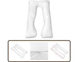vidaXL Zwangerschapskussen - Wit - 90x145 cm Zwangerschapskussen - Kussens Voor Zwangeren - U Vorm Kussen - Zwangerschapssupport - Borstvoeding Kussen
