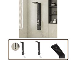 vidaXL Zwart Aluminium Douchepaneel met Massagejets Douchepaneel - Douchesysteem - Zwarte Douche - Doucheroosters - Regendouche